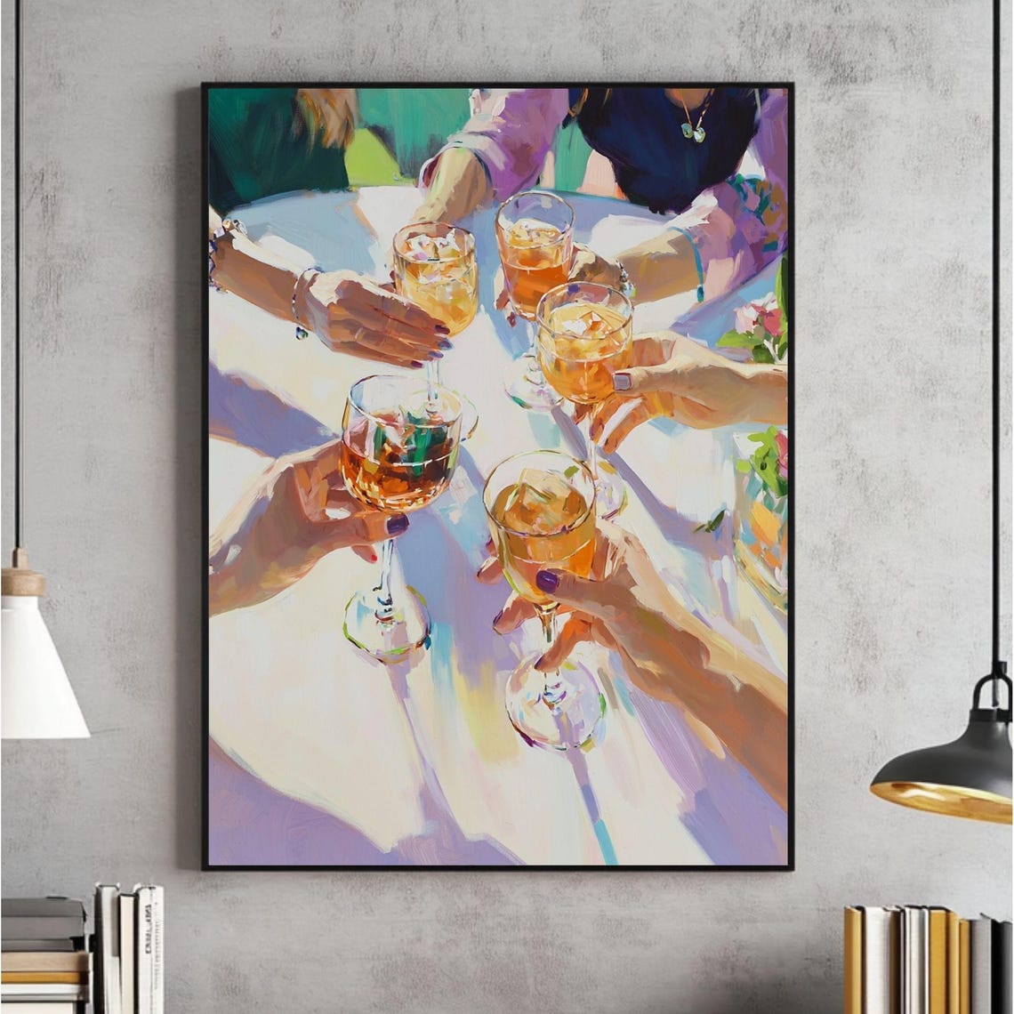 Celebration Cocktail Party Wall Art Cheers Print Elegant Drink Illustration Happy Hour Poster Social Gathering Decor File