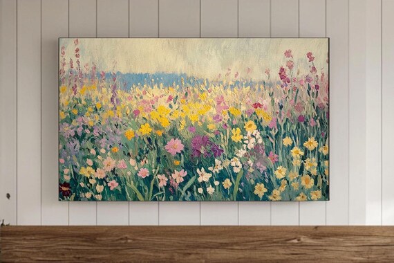 Spring Wildflowers Frame Tv Wall Art Textured Colorful Background Samsung Screensaver Wallpaper