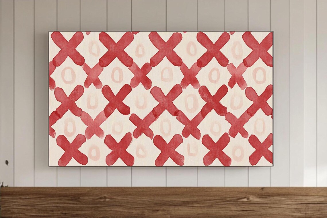 Red XOXO Hugs And Kisses Watercolor Abstract Valentine Poster