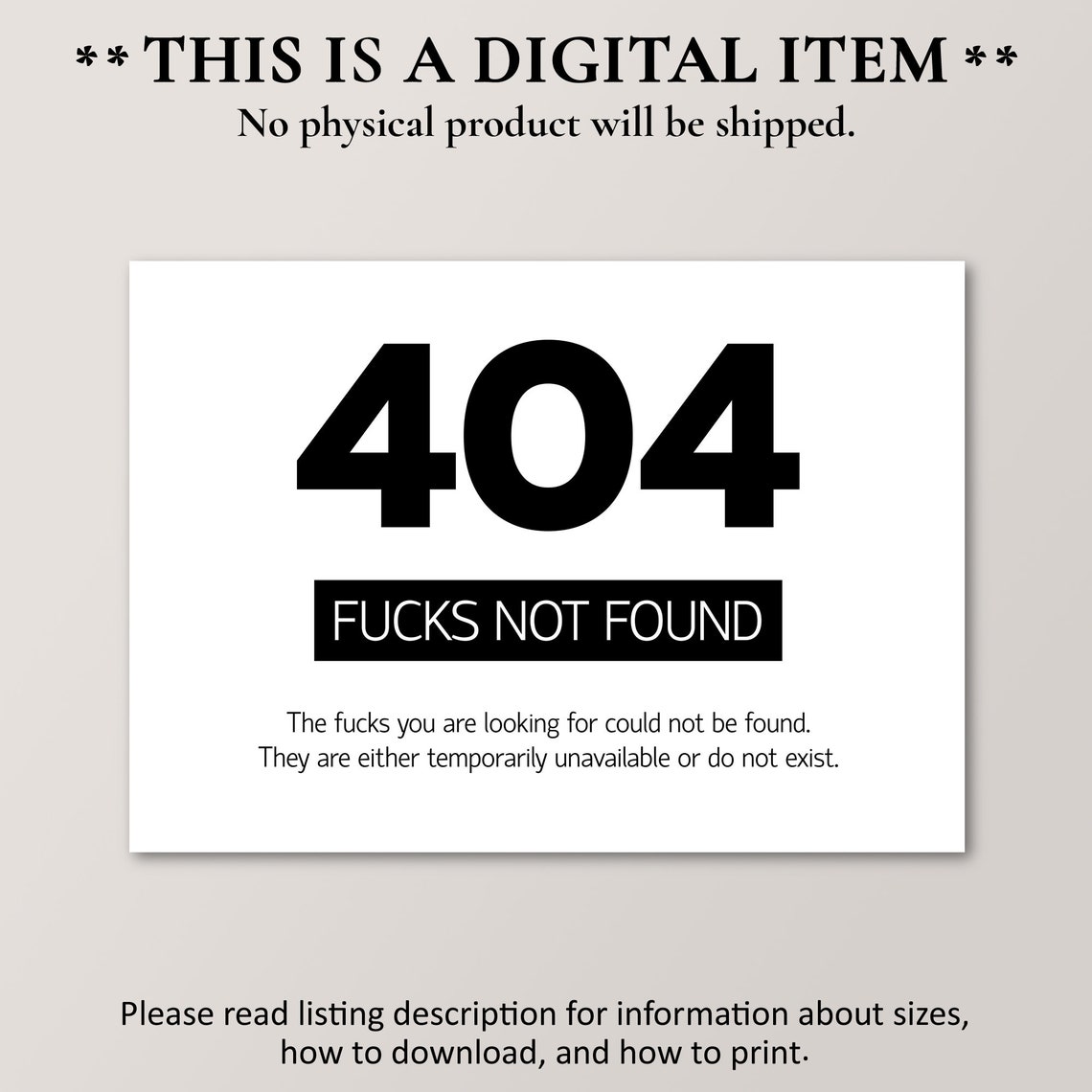 404 Fucks Not Found Funny Office Error Message Geek Humor Poster - Image 4