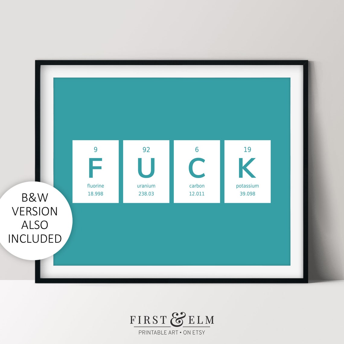 F U C K Periodic Table Elements Nerdy Swear Word Chemistry Poster