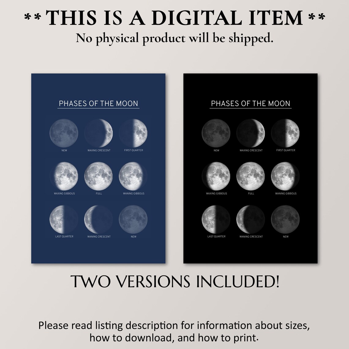 Phases Of The Moon Astronomy Art Print, Space Study - Image 2