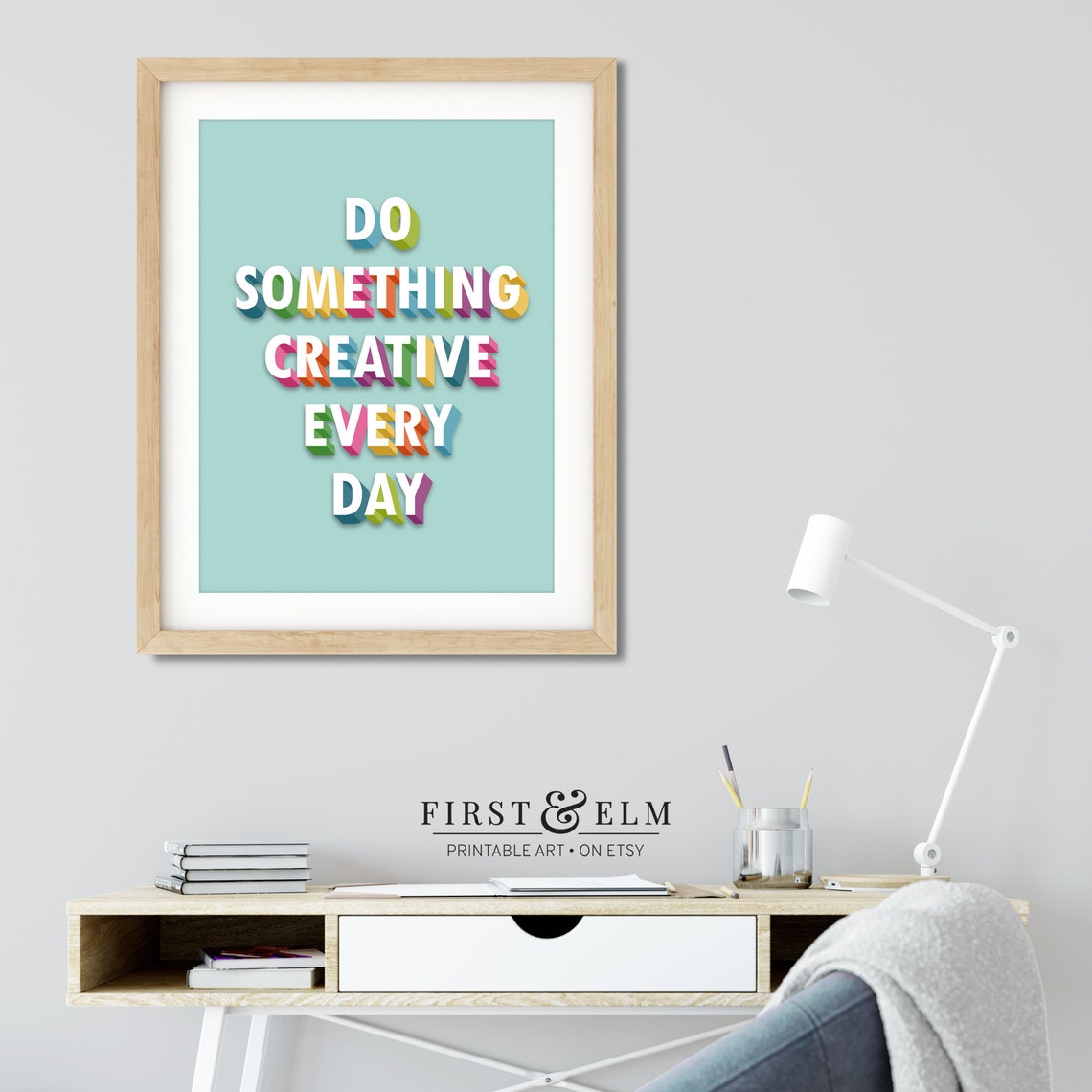 Do Something Creative Every Day Rainbow Craft Room Quote Poster - Image 2