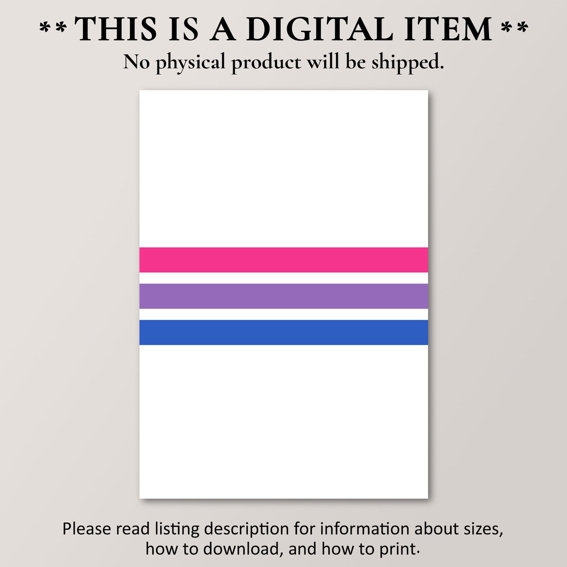 Bisexual Pride Flag Colors Minimalist LGBTQ Love Wall Art Decor - Image 4