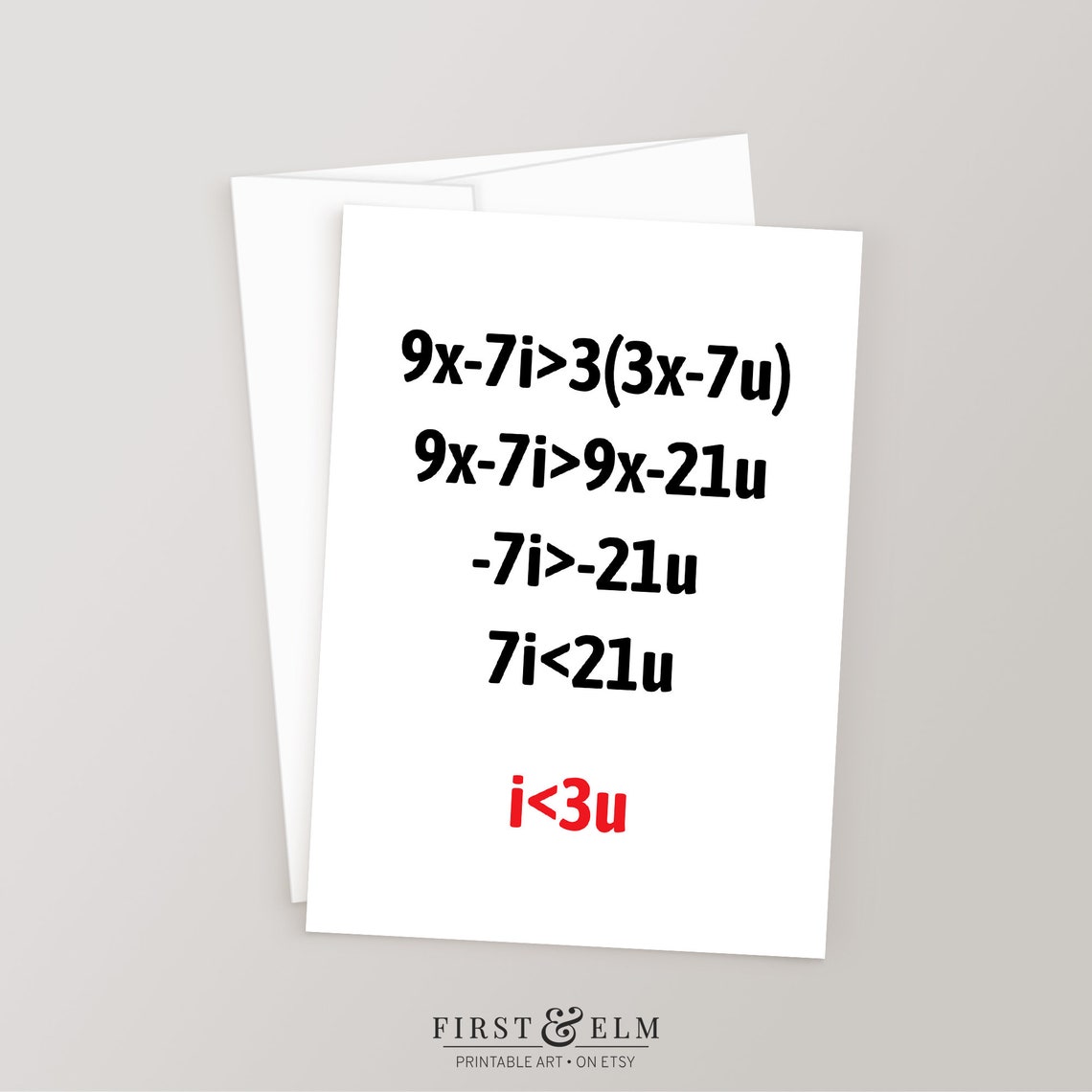 Math Love Equation I Love You Nerdy Geek Anniversary Card Print