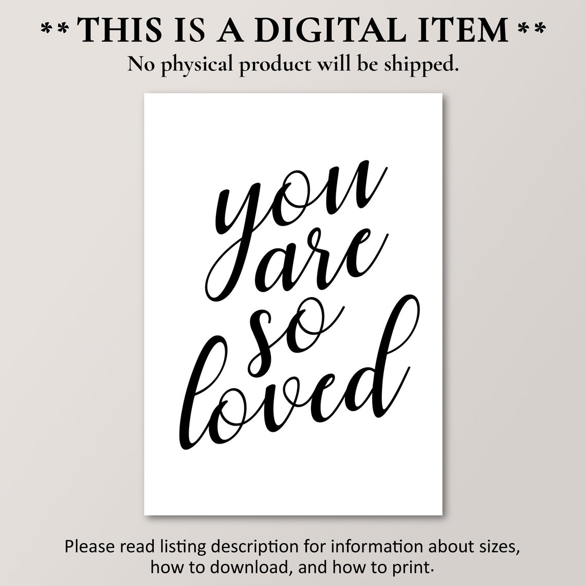 You Are So Loved Flowing Script Quote Poster Nursery Wall Decor - Image 2
