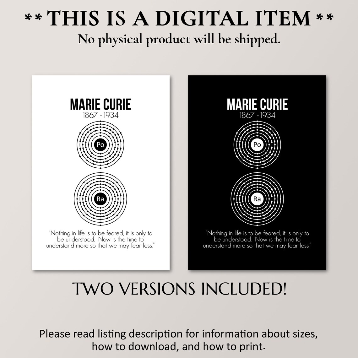 Marie Curie Inspirational Women Art Print - Image 2