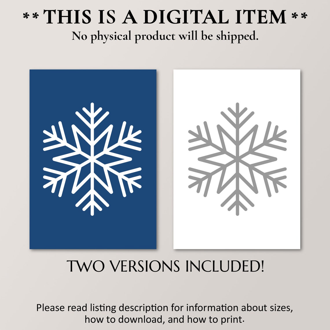 Minimalist Snowflake Navy Blue Modern Christmas Winter Holiday Poster - Image 2
