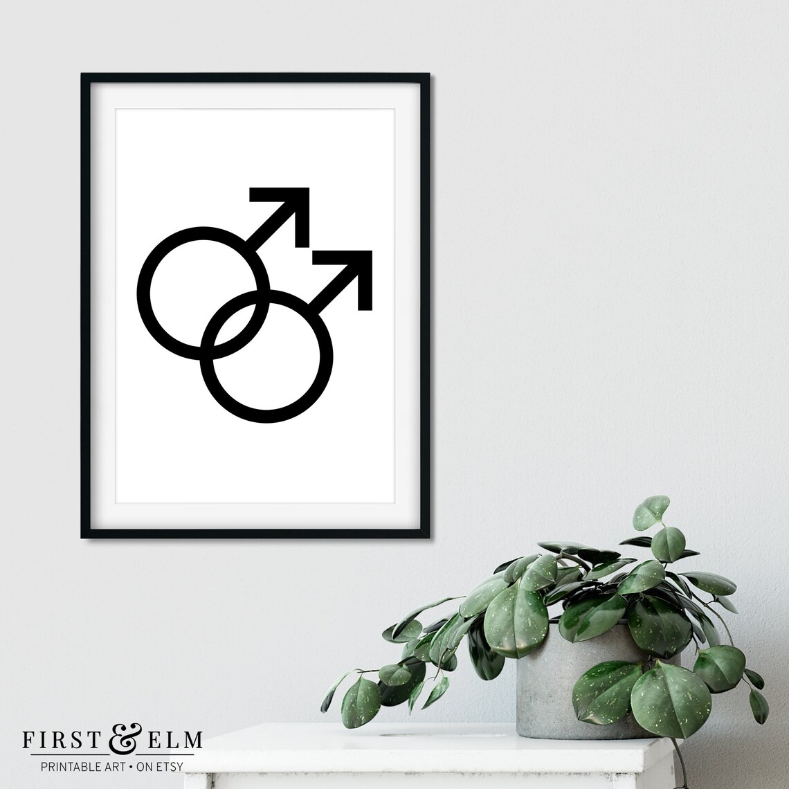 Gay Pride Double Male Mars Symbol Rainbow Flag LGBTQ Art Poster - Image 3