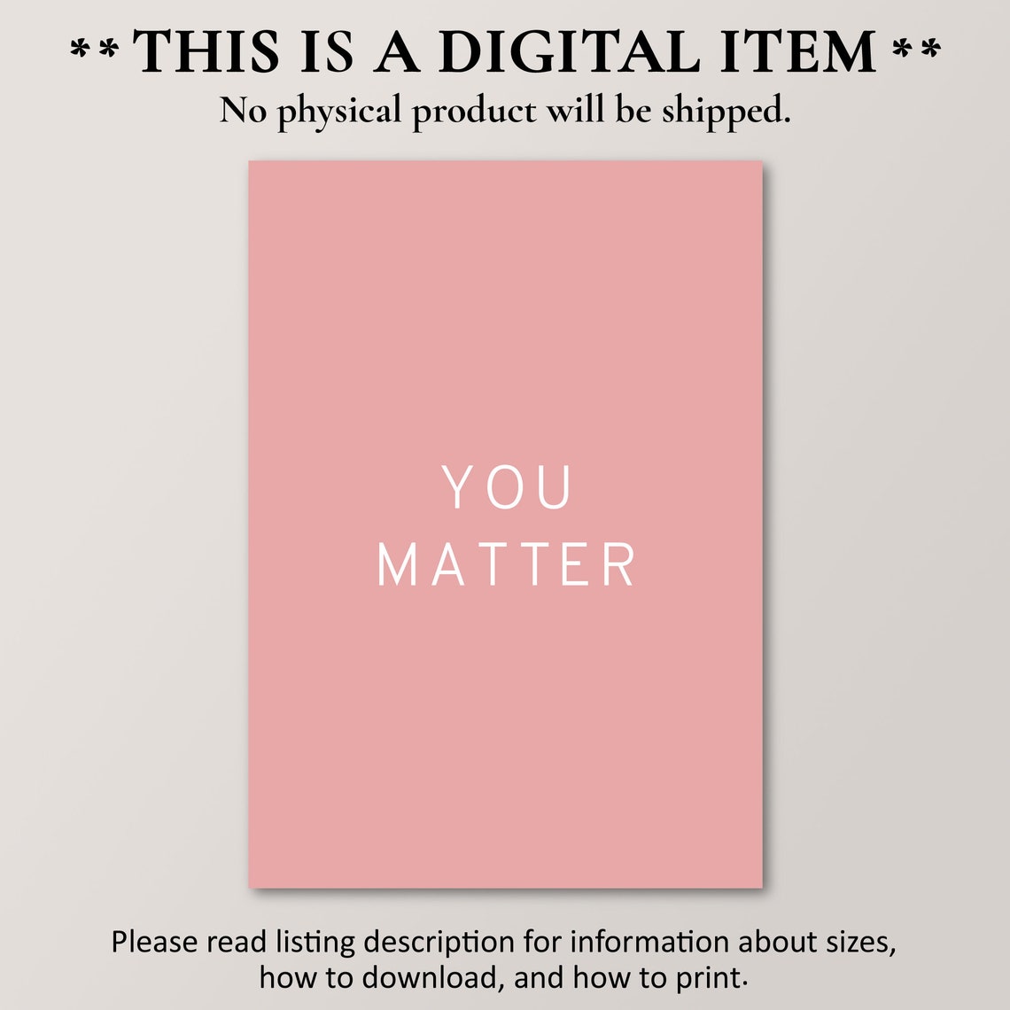 You Matter Minimalist White Caps Pink Background Affirmation Poster - Image 2