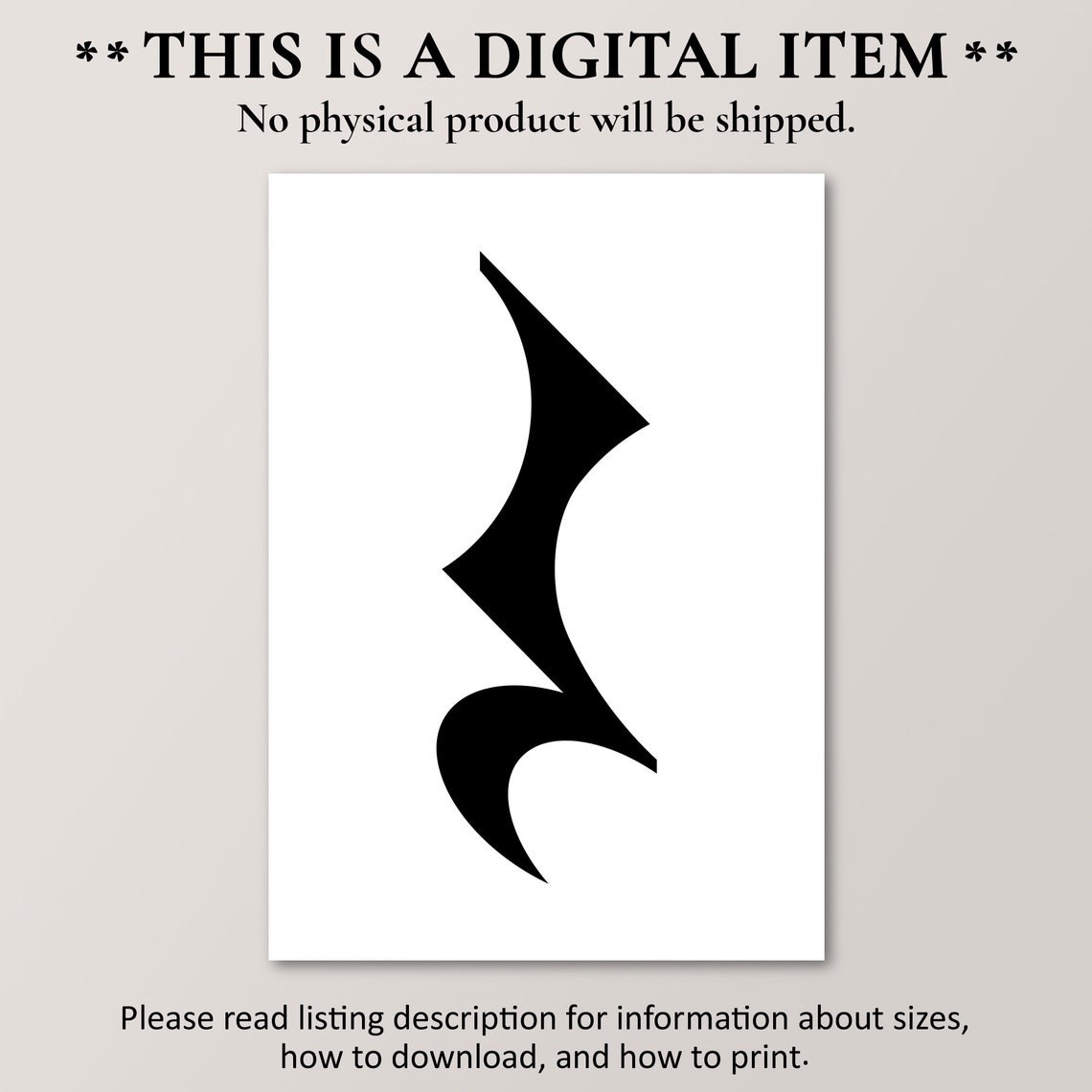Musical Quarter Rest Symbol Minimalist Music Note Black White Print - Image 4