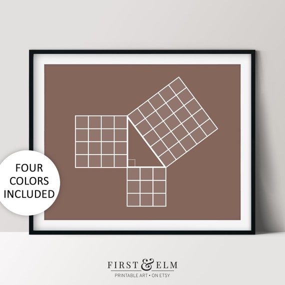 Pythagorean Theorem Print Minimalist Nerdy Math Art Geometry Teacher Gift Wall Art