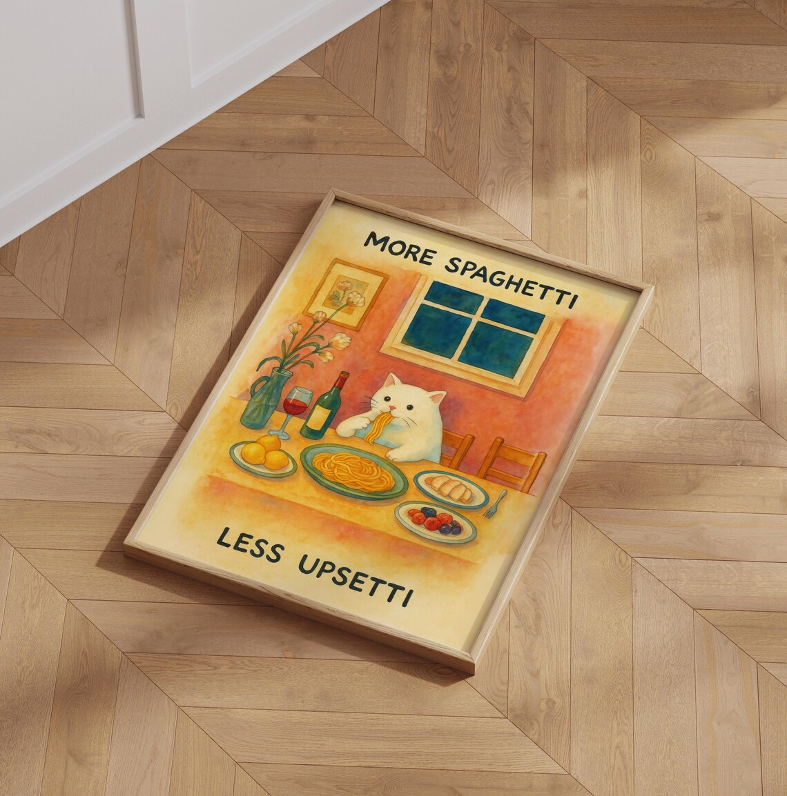 More Spaghetti Less Upsetti, Funny Cat Kitchen Art - Image 6
