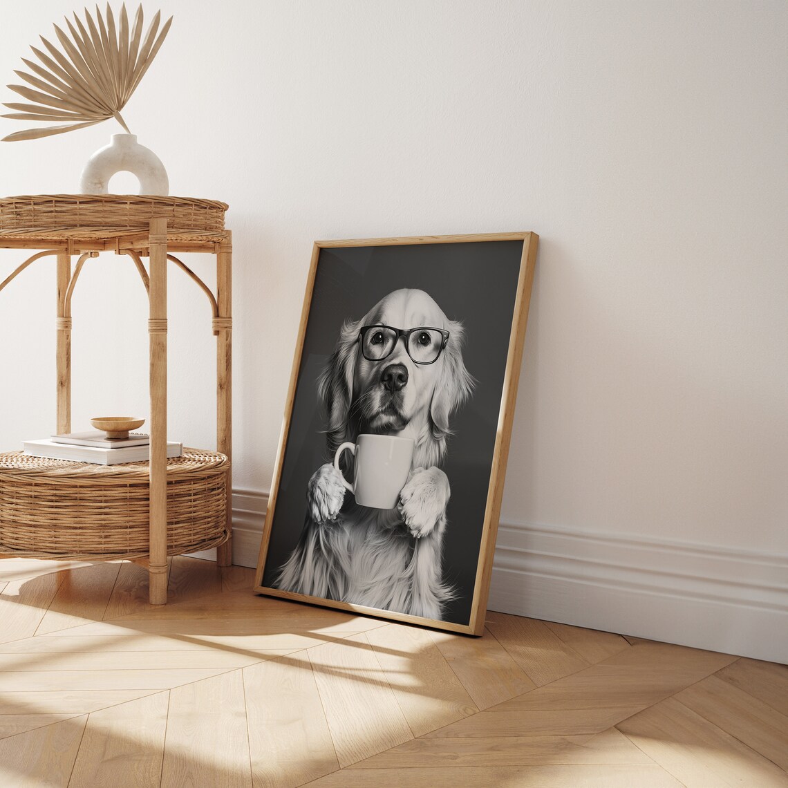 Golden Retriever Drinking Coffee, Funny Dog Art Print - Image 2
