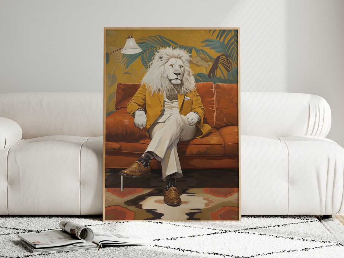 White Lion, Mid Century Modern Living Room Poster - Image 4