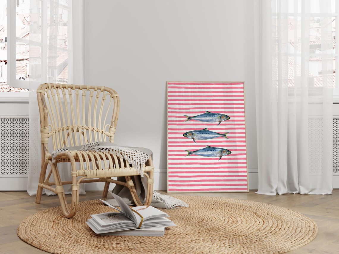 Sardine Watercolor Art Print, Retro Kitchen Decor - Image 3
