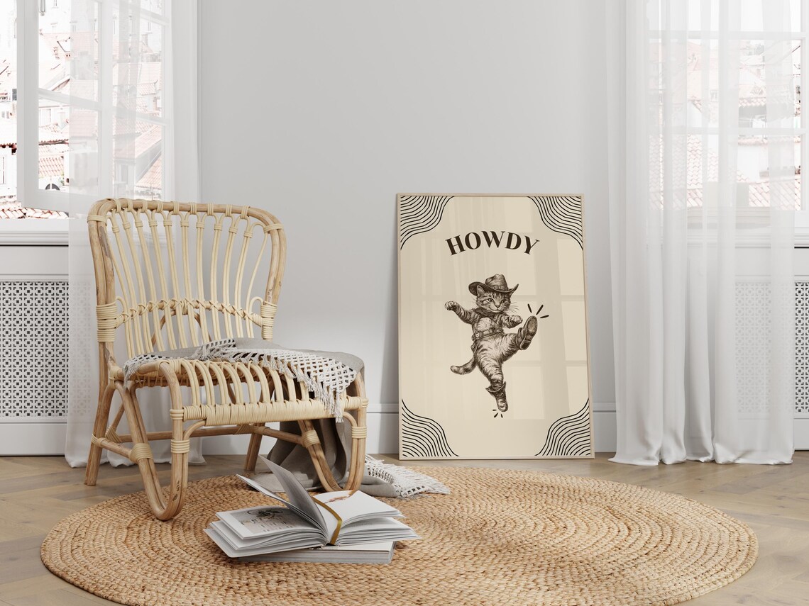 Cowboy Cat - Western Funny Animal Poster - Image 4
