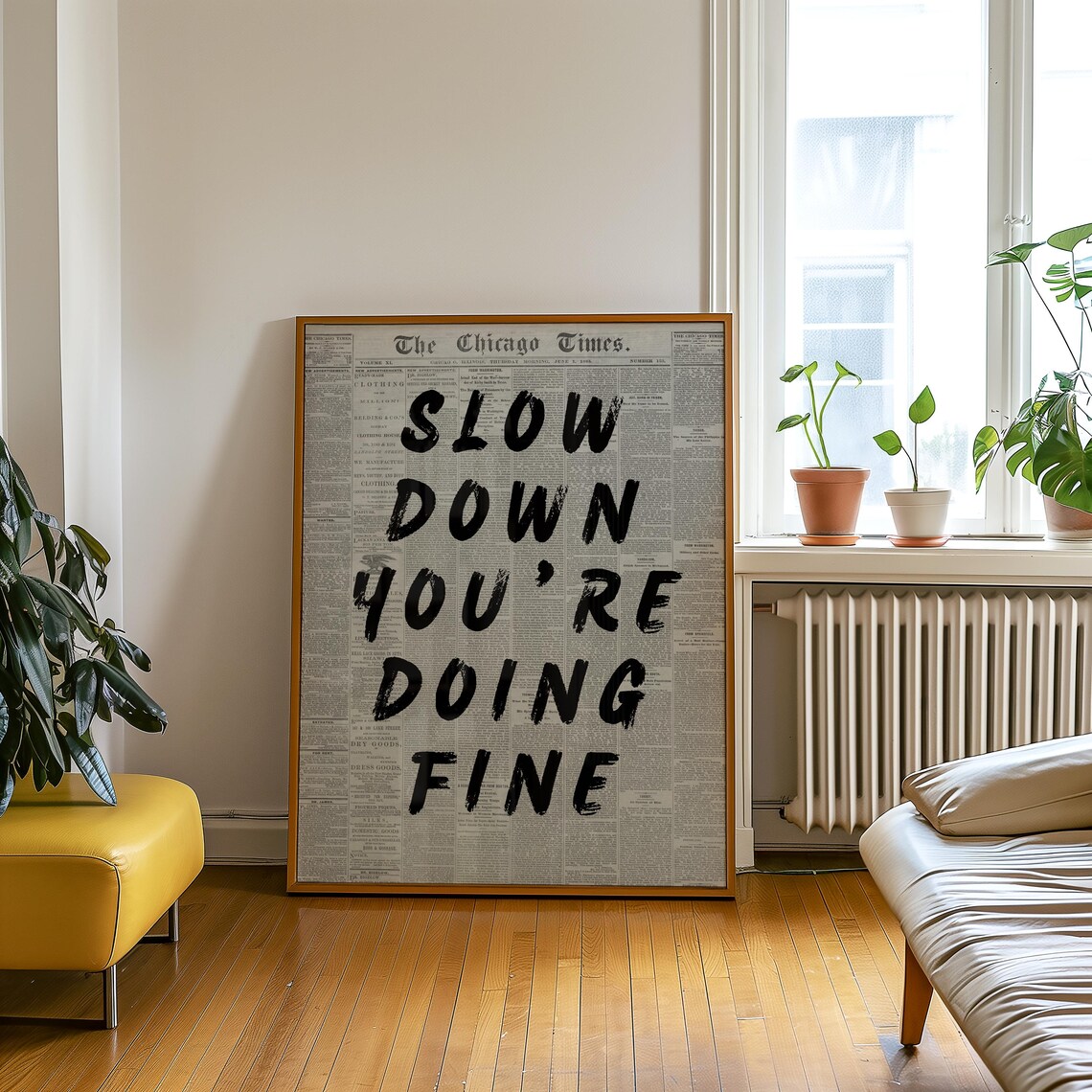 Slow Down Your Doing Fine, Retro Newspaper Quote - Image 5