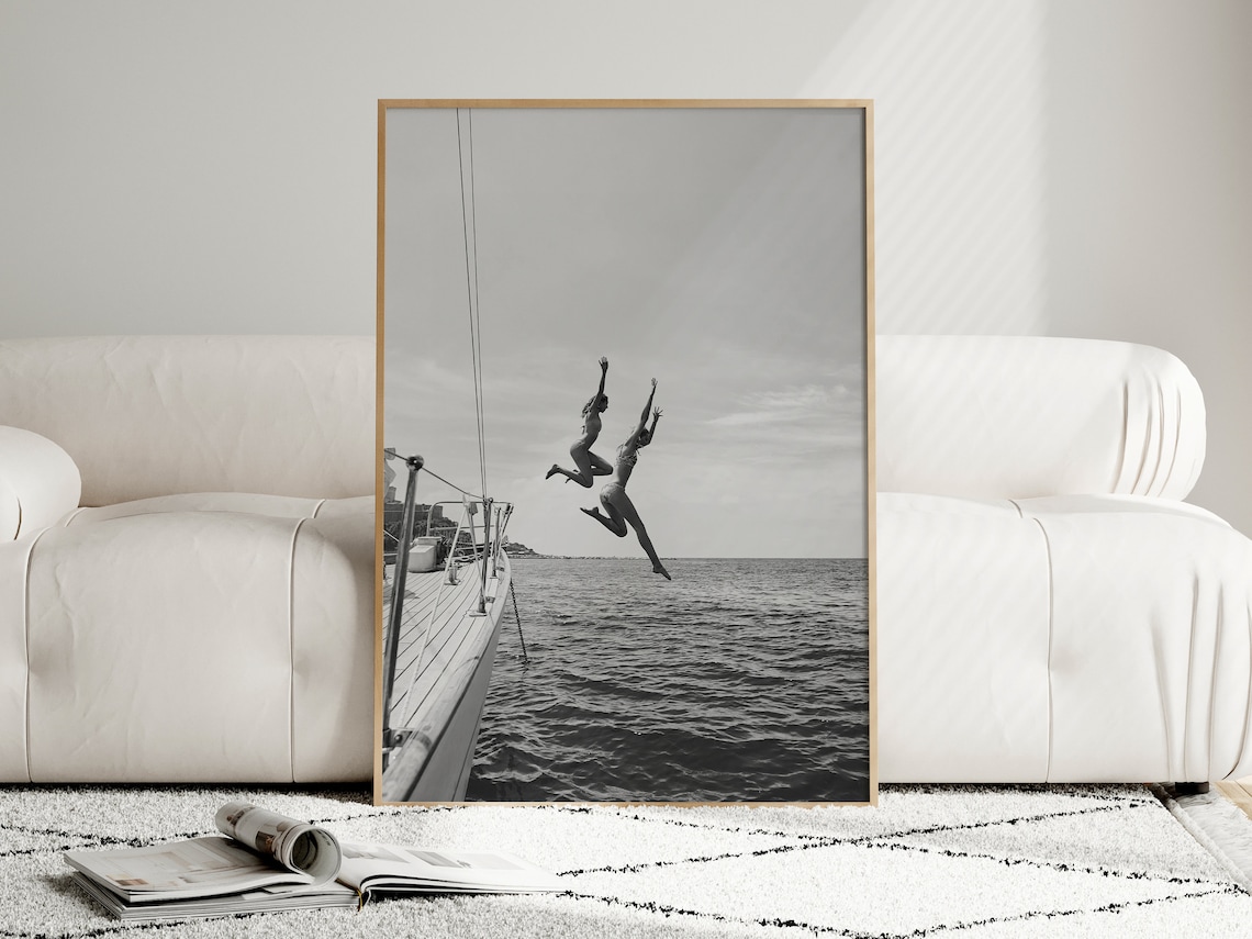Friends Freedom Jump Sail Boat Yacht Vintage Poster - Image 4