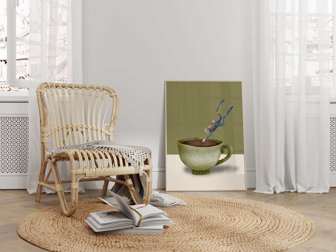 Coffee Scuba Diver Art Print, Coffee Lover Gift - Image 3