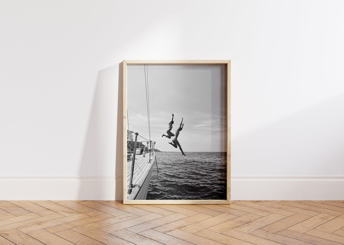 Friends Freedom Jump Sail Boat Yacht Vintage Art Print - Image 6