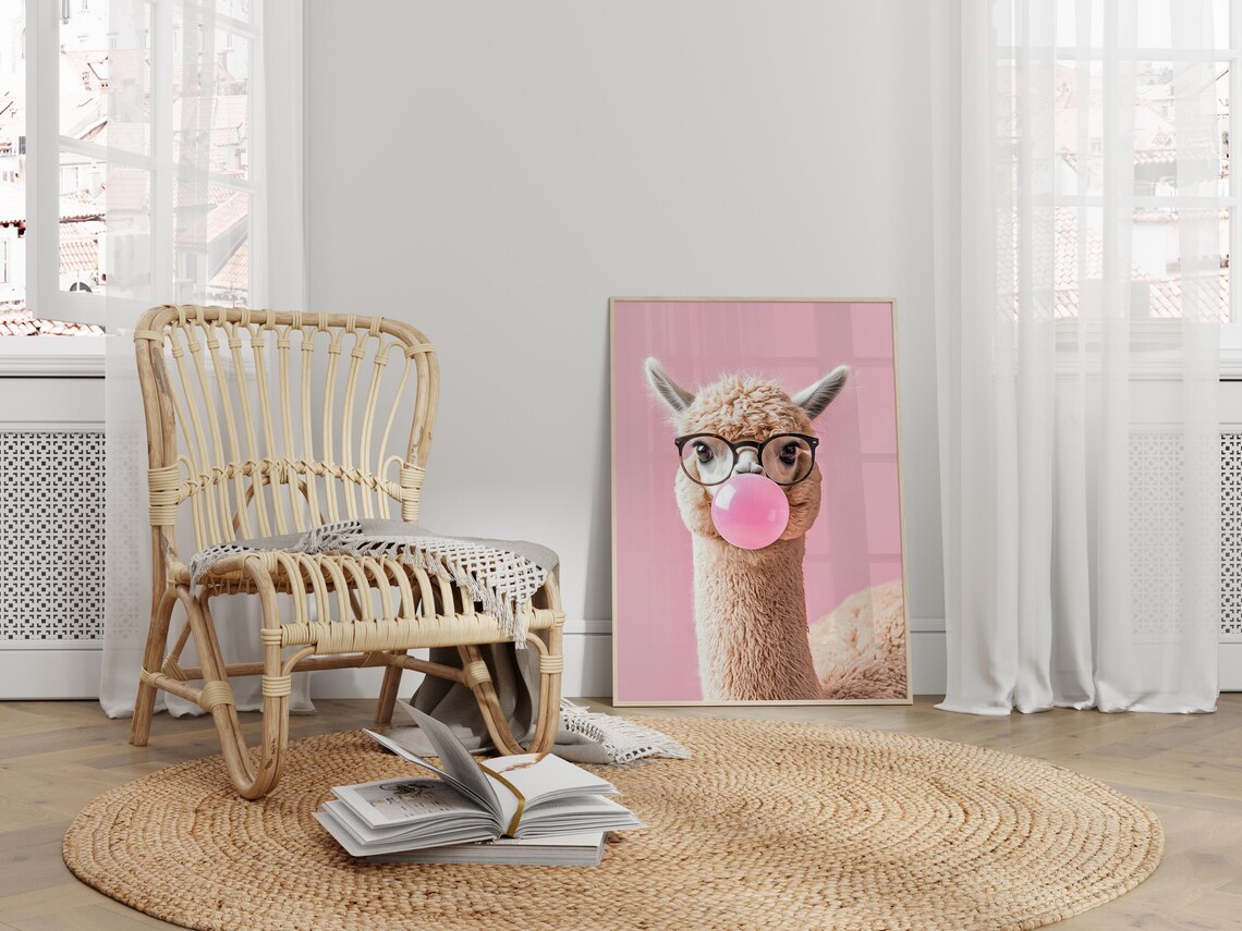 Llama Wall Art Poster, Funny Alpaca Print - Image 3