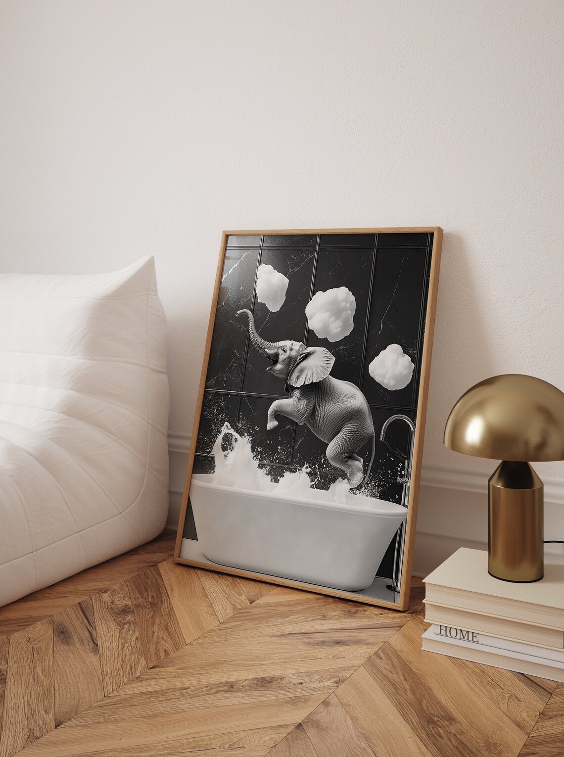 Happy Elephant in a Tub, Funny Bathroom Poster - Image 4