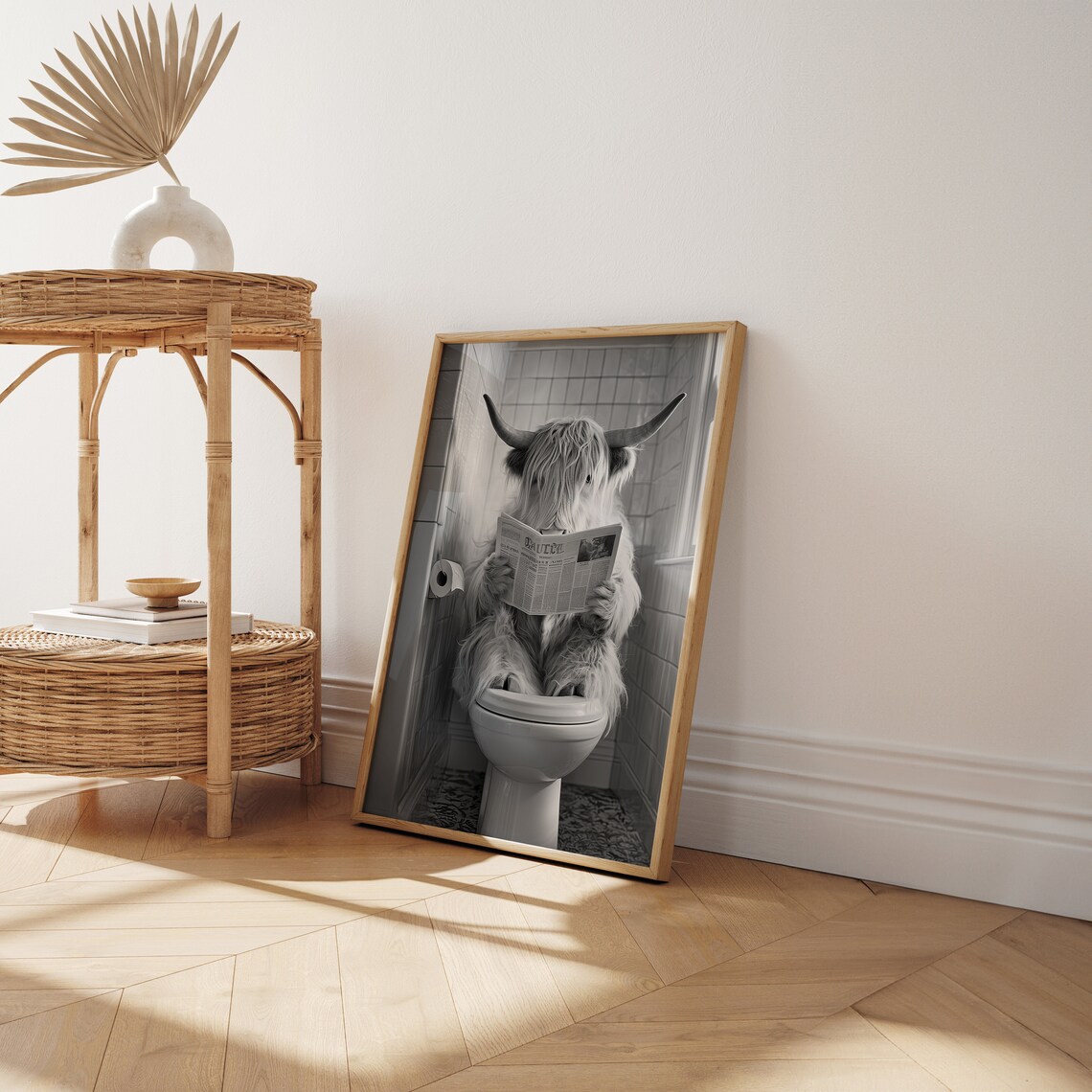 Highland Cow Sitting On The Toilet, Funny Poster - Image 6