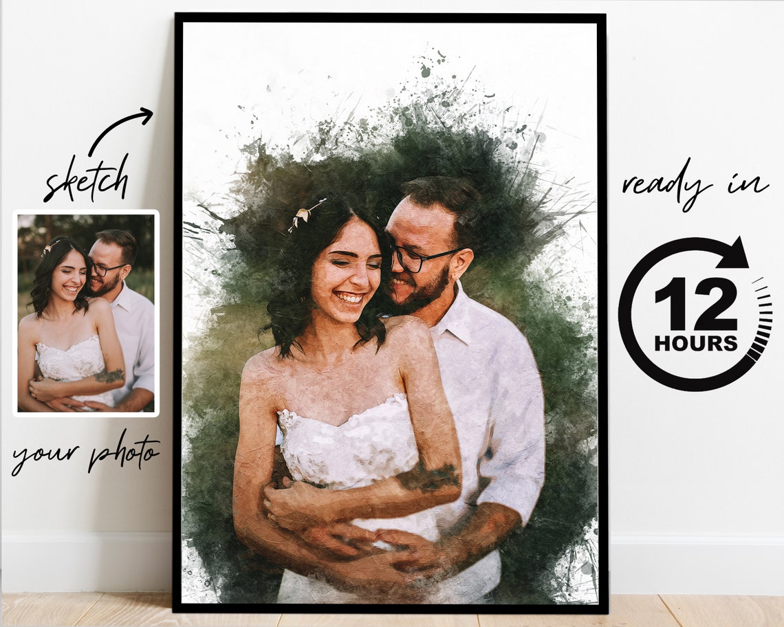 Watercolor From Photo Custom Portrait From Photo Drawing Illustration Custom Watercolor Couple Portrait Watercolor Painting Christmas Gift - Image 3