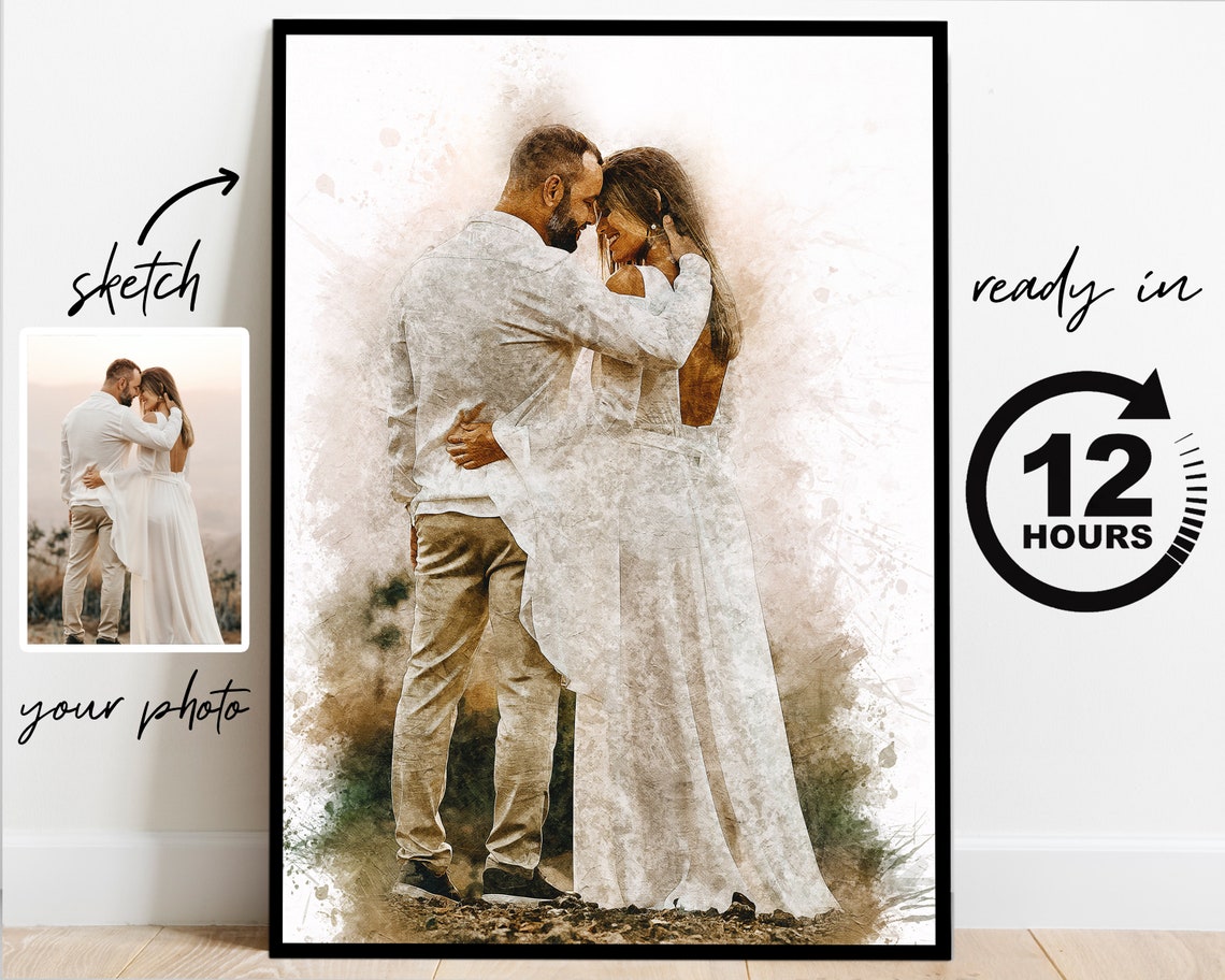 Watercolor From Photo Custom Portrait From Photo Drawing Illustration Custom Watercolor Couple Portrait Watercolor Painting Christmas Gift - Image 4