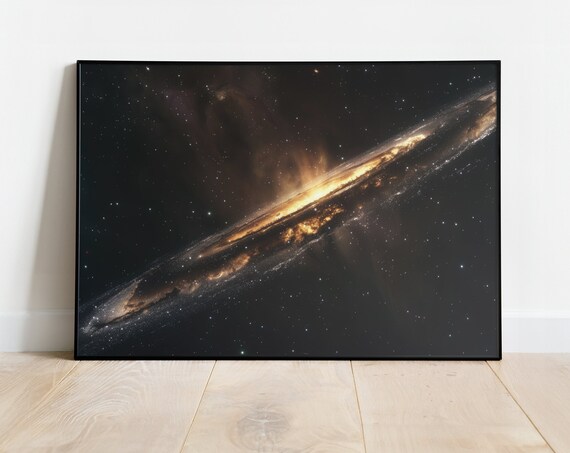 Radiant Golden Spiral Galaxy Deep Space Cosmos Astronomy Print