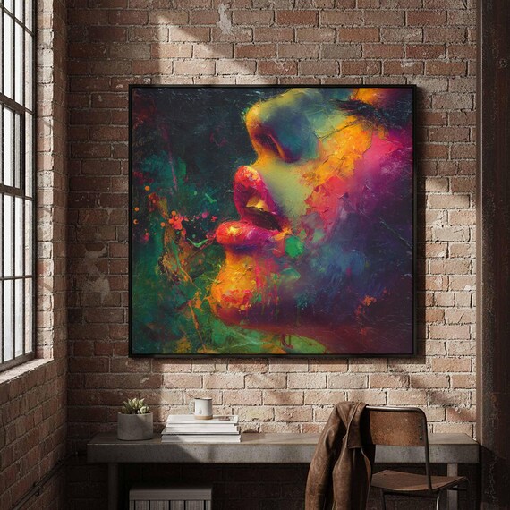 Abstract Colorful Face Canvas Print Modern Portrait Wall Art