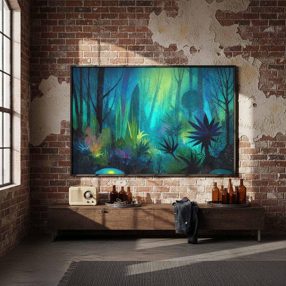 Dark Jungle Canvas Print Expressionist Night Forest Art