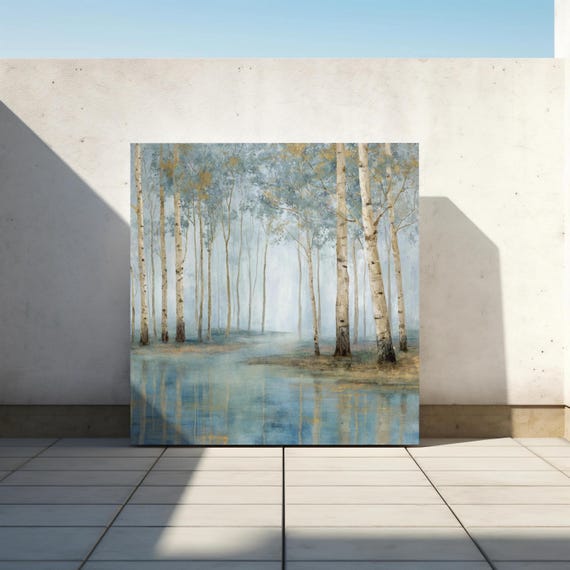 Birch Forest Canvas Wall Art Watercolor Landscape Print