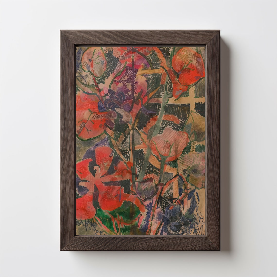 Abstract Red Poppies Expressionist Botanical Bold Colorful Art Poster - Image 5