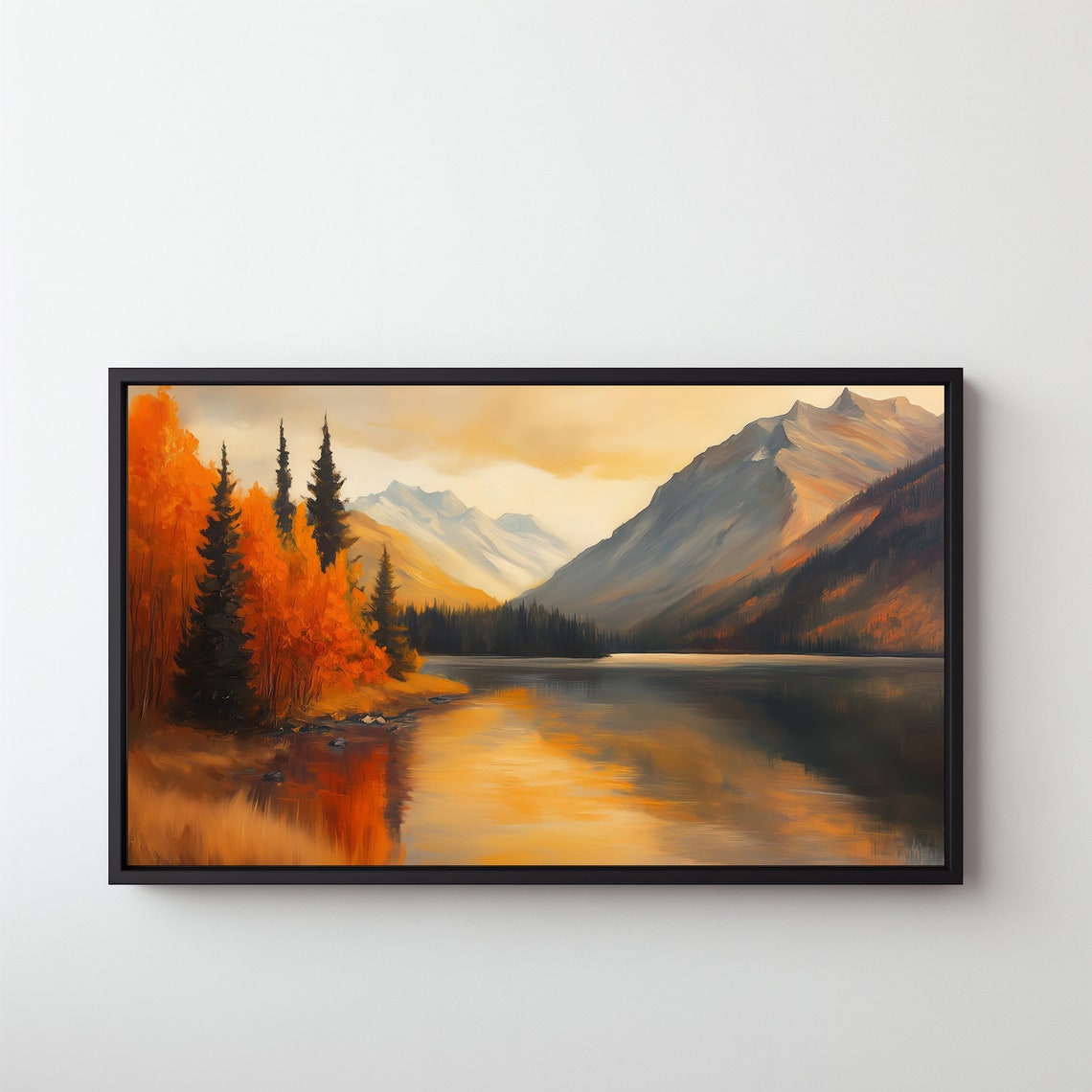 Autumn Mountain Lake Reflection Orange Aspens Golden Hour Art Poster - Image 5