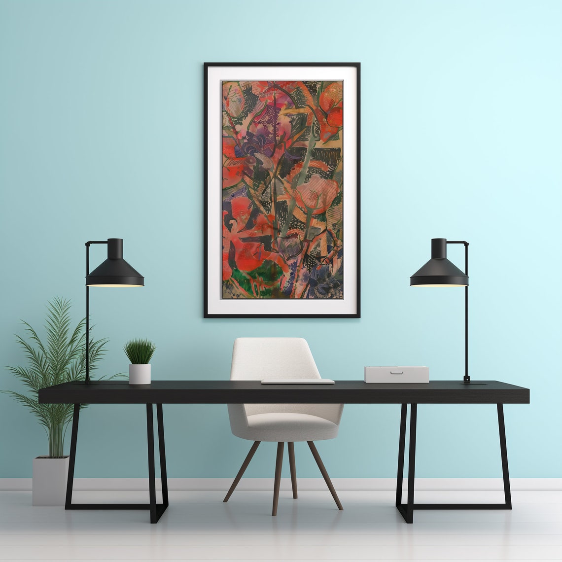 Abstract Red Poppies Expressionist Botanical Bold Colorful Art Poster - Image 4