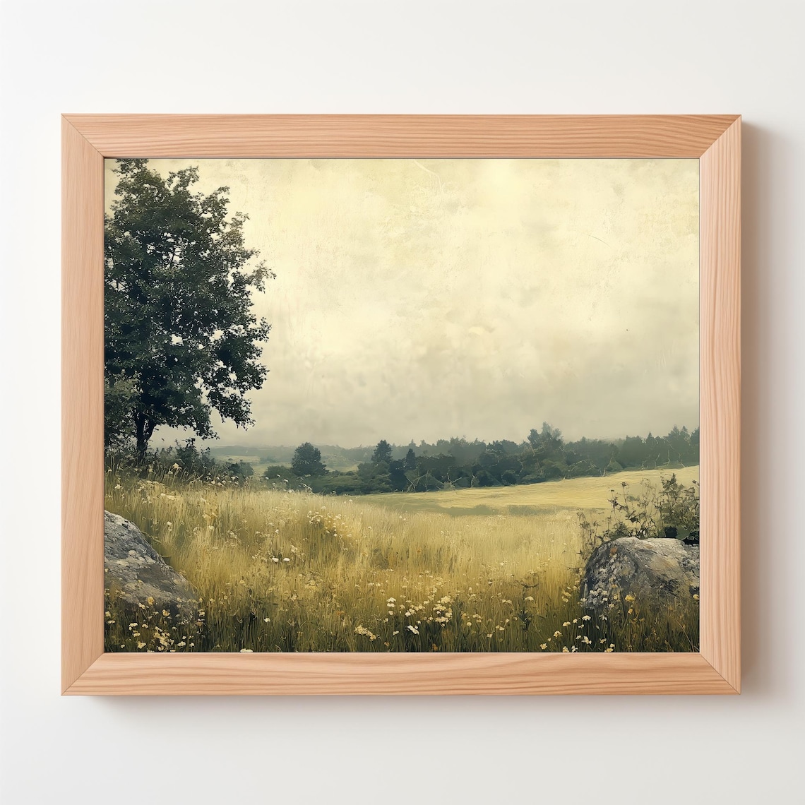Moody Golden Countryside Field Vintage Landscape Painting Wall Art - Image 5
