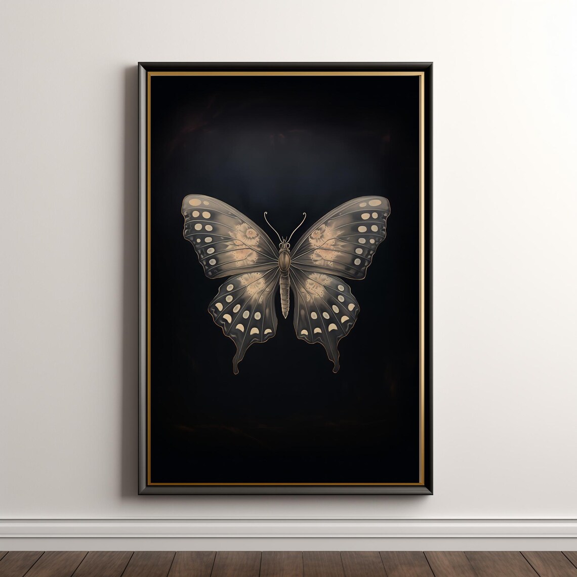 Dark Gothic Butterfly Black Background Vintage Specimen Style Poster - Image 5