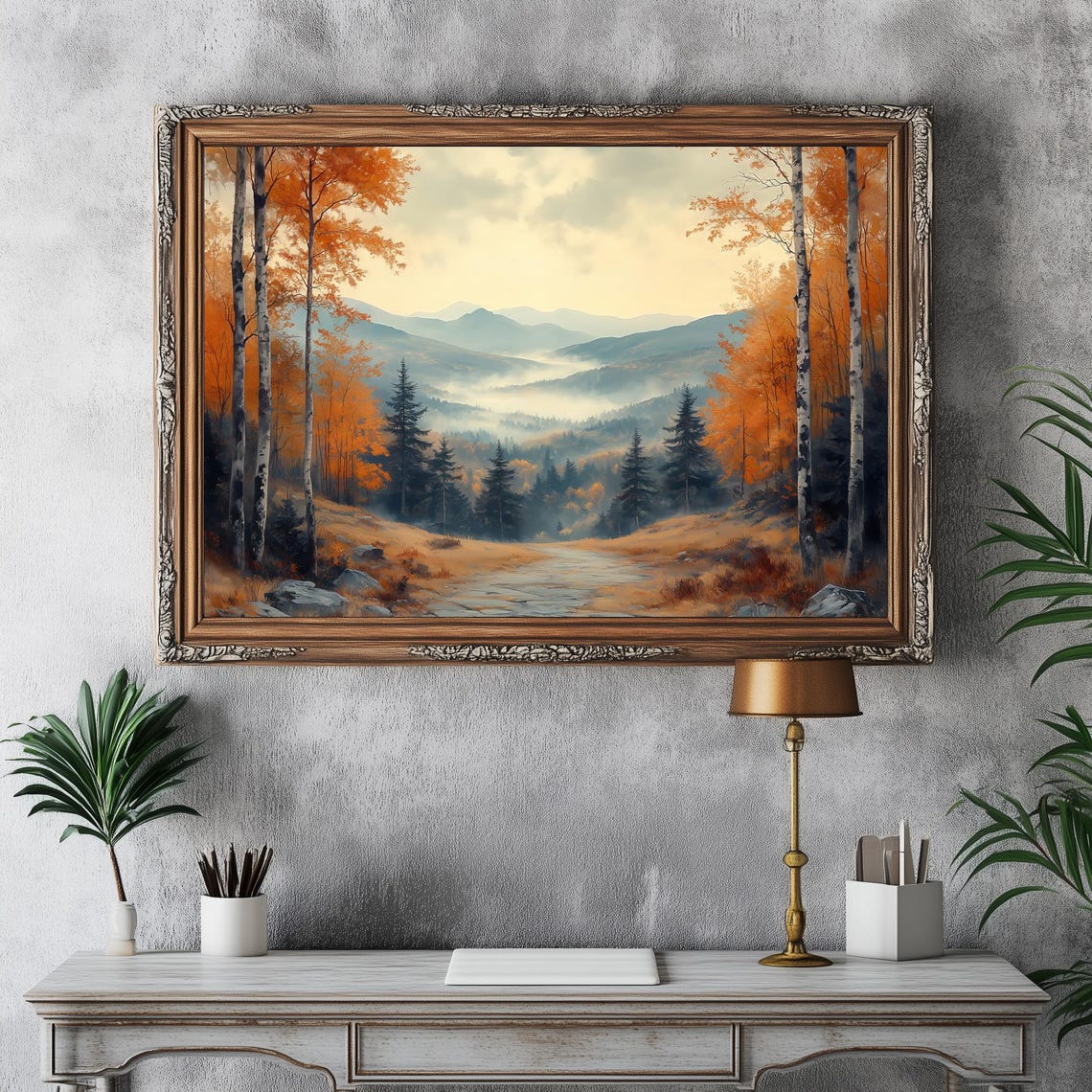 Rustic Fall Landscape Print Vintage Autumn Moody Countryside Farmhouse Decor Fall Wall Print Autumn Earth Tone 376 - Image 2