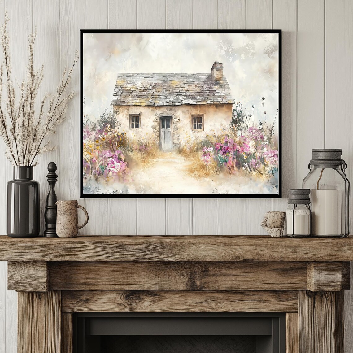 Vintage Stone House, French Countryside Art Print