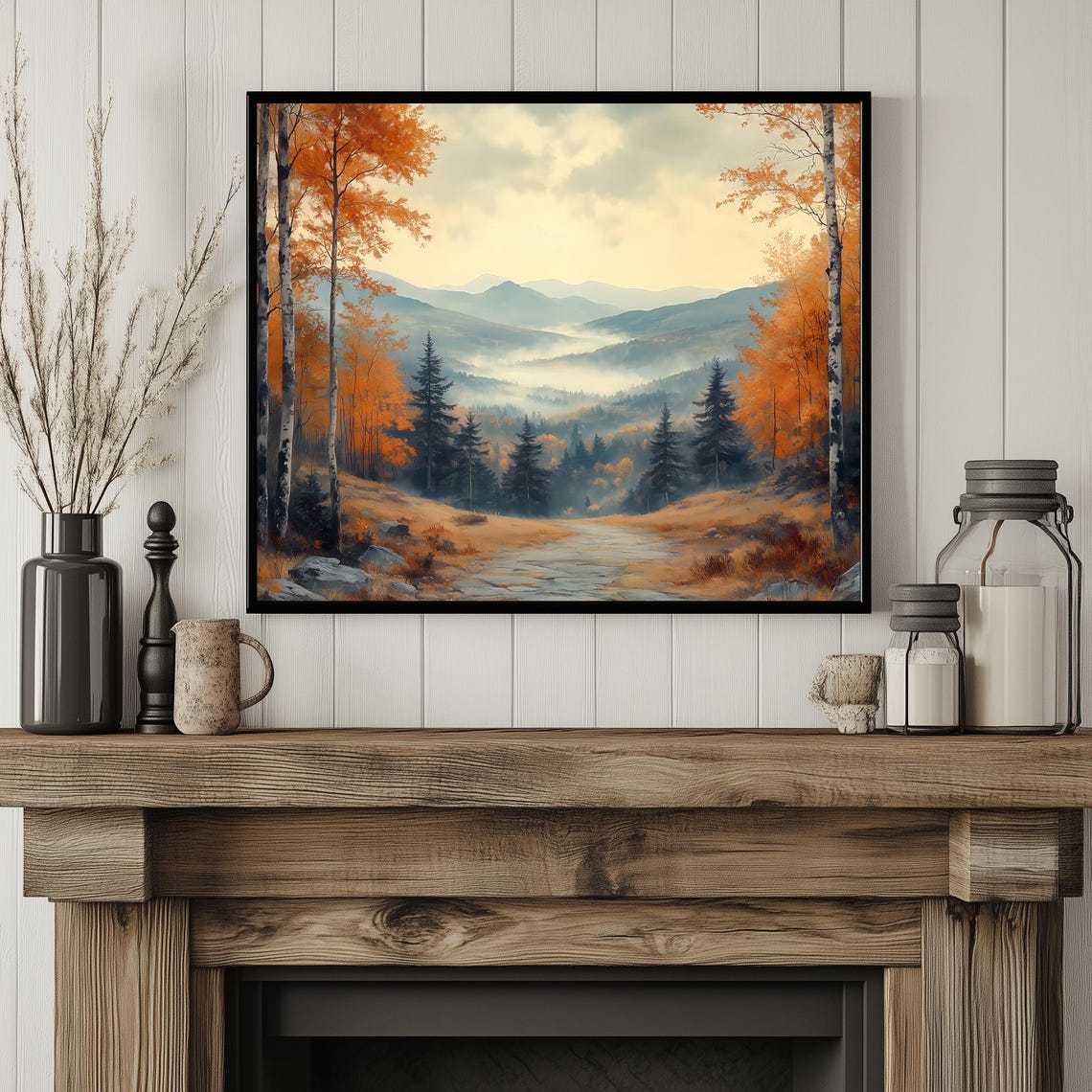 Rustic Fall Landscape Print Vintage Autumn Moody Countryside Farmhouse Decor Fall Wall Print Autumn Earth Tone 376 - Image 4