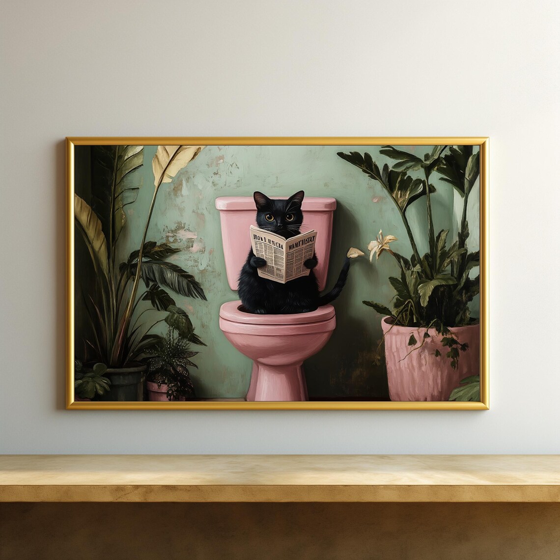 Bathroom Cat Funny Bathroom Decor, Toilet Poster - Image 5