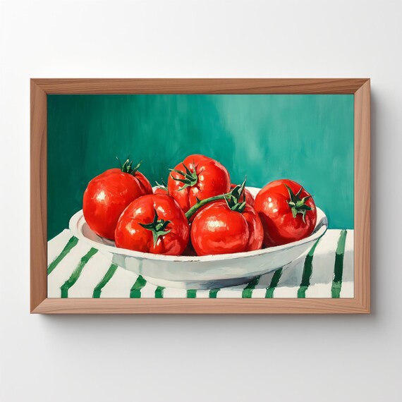 Tomato Painting Retro Oil Painting Wall Art Home Decor Kitchen Wall Art Fruit Wall Art Vintage Tomato Print 367