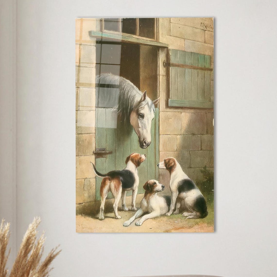 Farm Wall Decor Dog Animal Tempered Glass Bridesmaid Gifts Horse And Dogs Art Decoration Gift For Her Home