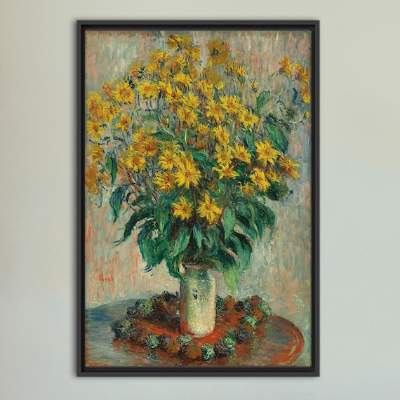 Claude Monet Sunflowers Poster Impressionist Yellow Floral Vase