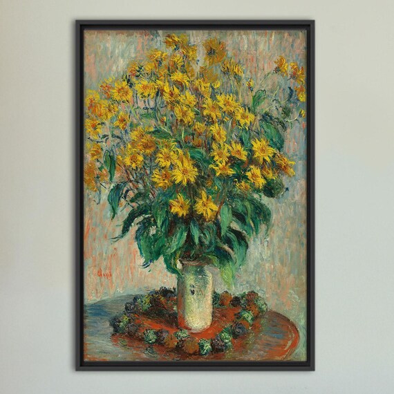 Yellow Flowers In Vase Canvas Impressionist Floral Poster Classic Still Life Wall Art Vintage Botanical Home Decor For Living Room