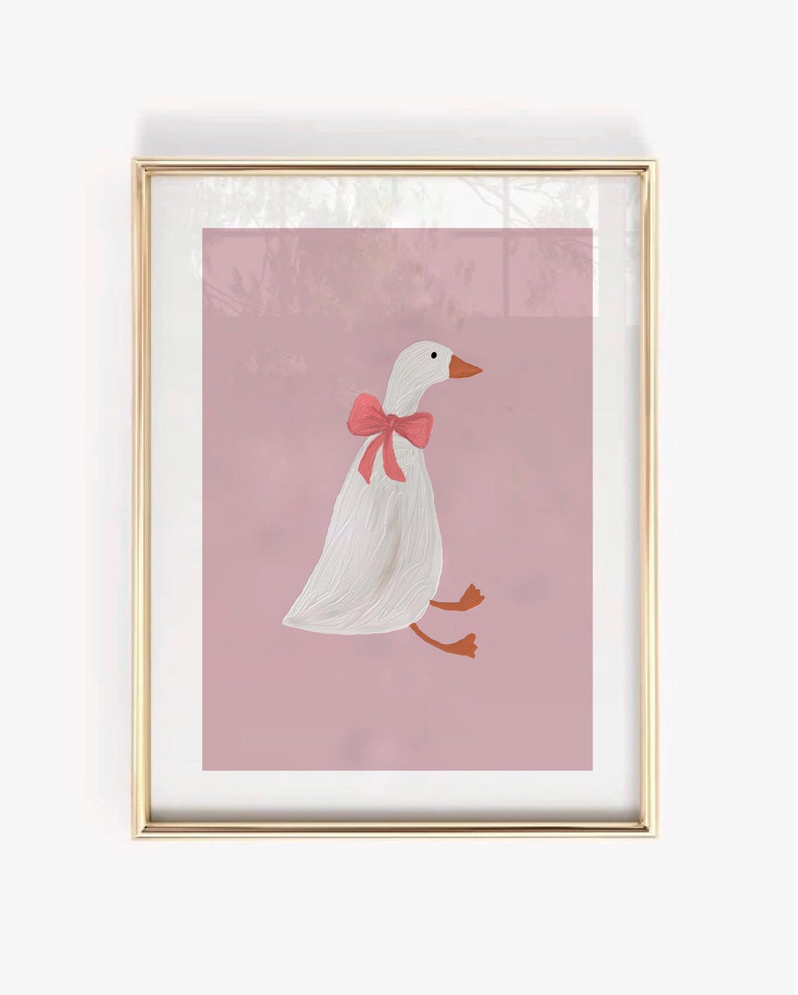 Cute Goose with Red Bow Silly Nursery Animal Illustration Poster - Image 2