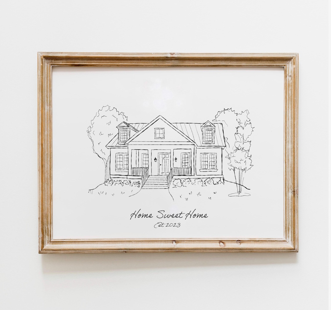 Custom House Sketch New Home Gift Art Print