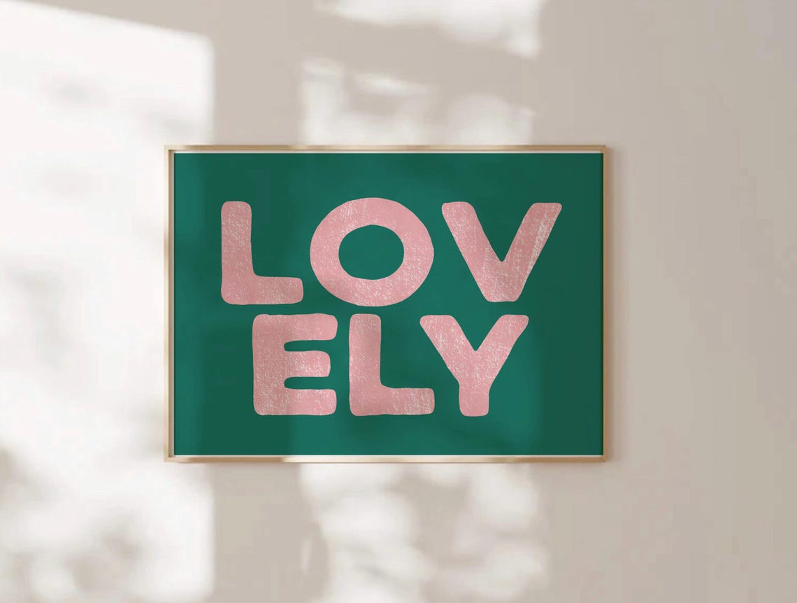 Lovely Pink Green Bold Retro Textured Typography Dorm Room Poster